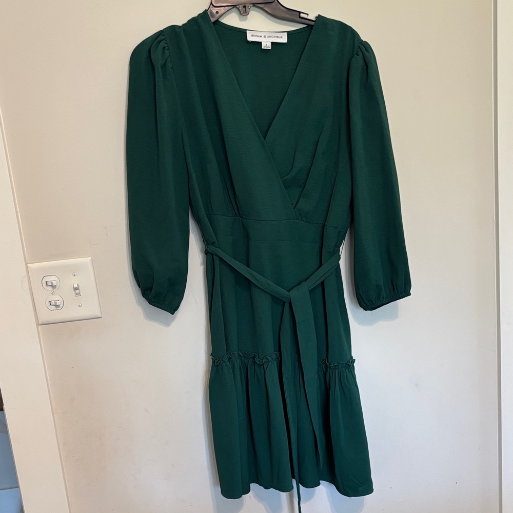 Emma and Michele Deep Green Long Sleeve Dress